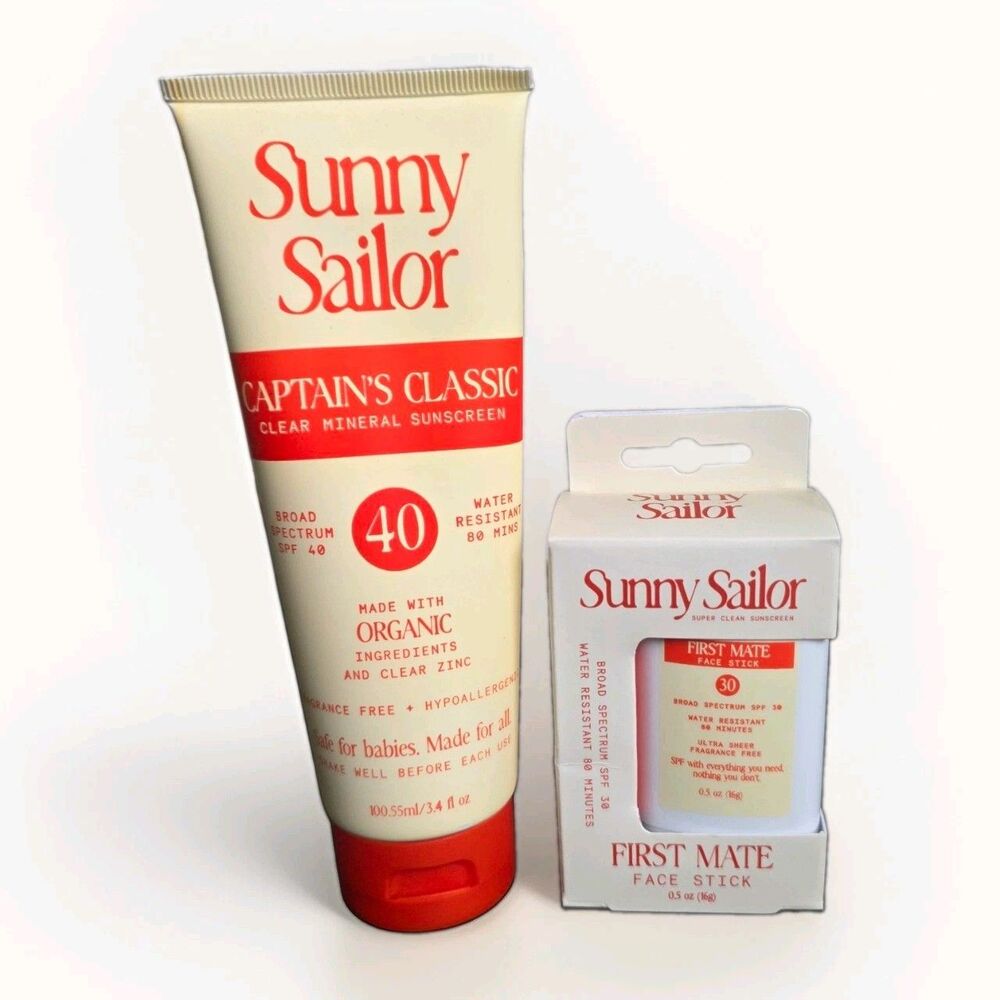 Sunny Sailor Sunscreen Lot Captains Classic SPF 40 Mineral & First Mate Stick 30